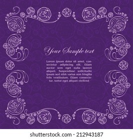 Ornamental frame with roses and place for your text