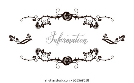 Ornamental frame with roses. Solemn floral element for design banner,invitation, leaflet, card, poster and so on. Wedding or jubilee theme.