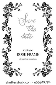 Ornamental frame with roses. Solemn floral element for design banner,invitation, leaflet, card, poster and so on. Wedding or jubilee theme.