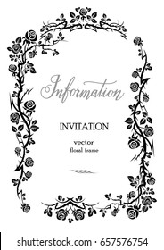 Ornamental frame with roses. Solemn floral element for design banner,invitation, leaflet, card, poster and so on. Wedding or jubilee theme.