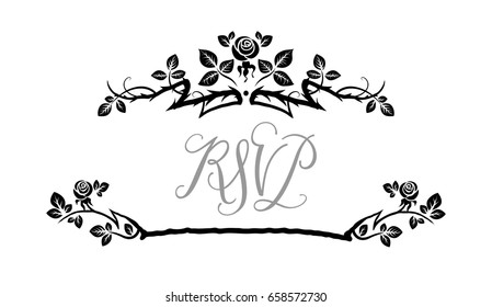 Ornamental frame with roses. Solemn floral element for design banner,invitation, leaflet, card, poster and so on. Wedding or jubilee theme.