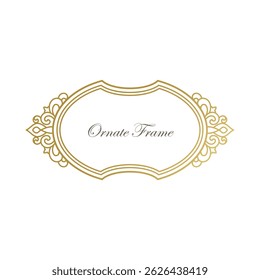 Ornamental frame in Victorian style. This ornate gold frame is perfect for use in wedding stationery designs, personal branding, greeting card, packaging and more.