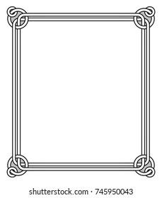 Ornamental frame with vintage decor elements, round geometric circles vector illustration in linear style isolated on white, colorless photoframe