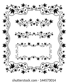 Ornamental frames and borders of maple leaves.