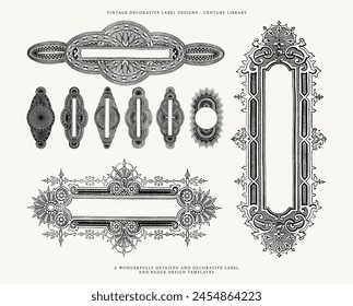 Zierrahmen und Etiketten - Dekorative Klassische Line Art Illustrationen