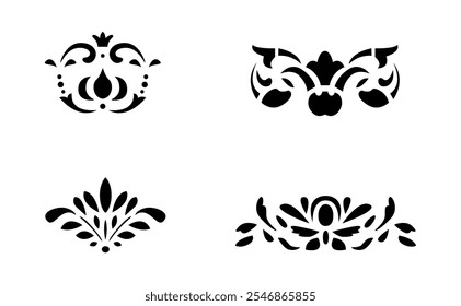 Quadros ornamentais definidos na cor preta