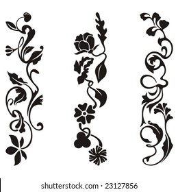 Ornamental frieze designs with floral details, vector series.