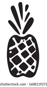 ornamental fruit pineapple  (doodle style as a beautiful icon, linear sketch, vector )