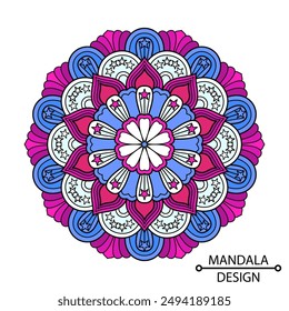 Ornamental Geometric colour mandala template for adult.  Easy Mandala Coloring Book Pages for Adults to Relax, Experiences Give Relief. Resizeable Vector File.