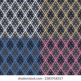 Ornamental geometric grid seamless pattern. Abstract modern rhomb festive design. Transparent background. Vector illustration