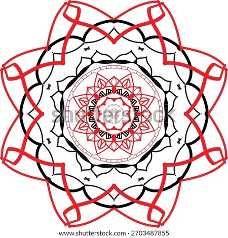  Ornamental Geometric luxury mandala pattern vector design red and blac