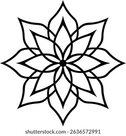 Ornamental Geometric Mandala with Symmetrical Floral Patterns