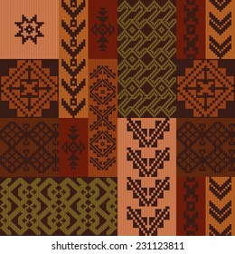 Ornamental geometric seamless pattern in ethnic style