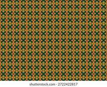 Padrão contínuo geométrico ornamental com um design simétrico repetitivo em tons de verde escuro e dourado. Elegante superfície decorativa inspirada em azulejos clássicos, têxteis e mosaicos tradicionais. Este fundo sem costura cria um ritmo visual rico e sofisticado, tornando-se ideal para impressão de tecido, design têxtil, papel de parede, papel de embrulho, embalagem, materiais de marca, cartazes e fundos digitais. A paleta de cores verde-escuro e dourado transmite luxo, tradição, elegância e estética de design intemporal. O padrão totalmente ladrilhável e repetível permite a aplicação suave em grandes superfícies sem costuras visíveis. Design limpo sem texto, logotipos ou marcas, adequado para uso em ações comerciais e projetos criativos versáteis.