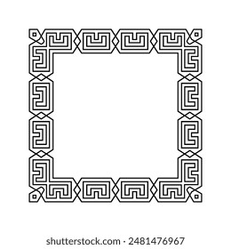 Ornamental Geometric Square Border Pattern Design with Symmetrical Shapes