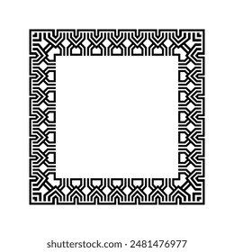 Ornamental Geometric Square Border Pattern Design with Symmetrical Shapes