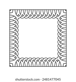 Ornamental Geometric Square Border Pattern Design with Symmetrical Shapes
