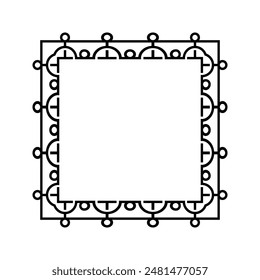 Ornamental Geometric Square Border Pattern Design with Symmetrical Shapes