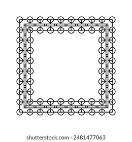 Ornamental Geometric Square Border Pattern Design with Symmetrical Shapes