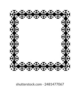 Ornamental Geometric Square Border Pattern Design with Symmetrical Shapes