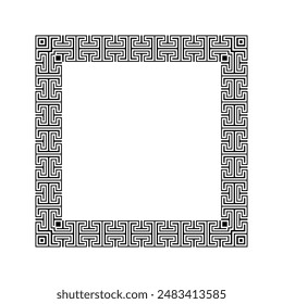 Ornamental Geometric Square Border Pattern Design with Symmetrical Shapes