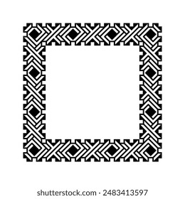 Ornamental Geometric Square Border Pattern Design with Symmetrical Shapes
