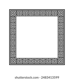 Ornamental Geometric Square Border Pattern Design with Symmetrical Shapes