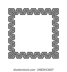 Ornamental Geometric Square Border Pattern Design with Symmetrical Shapes