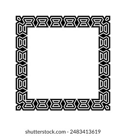 Ornamental Geometric Square Border Pattern Design with Symmetrical Shapes