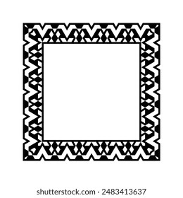 Ornamental Geometric Square Border Pattern Design with Symmetrical Shapes