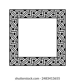 Ornamental Geometric Square Border Pattern Design with Symmetrical Shapes