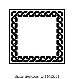 Ornamental Geometric Square Border Pattern Design with Symmetrical Shapes
