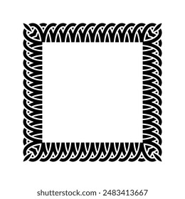 Ornamental Geometric Square Border Pattern Design with Symmetrical Shapes