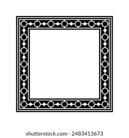 Ornamental Geometric Square Border Pattern Design with Symmetrical Shapes