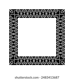Ornamental Geometric Square Border Pattern Design with Symmetrical Shapes