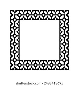 Ornamental Geometric Square Border Pattern Design with Symmetrical Shapes