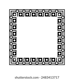 Ornamental Geometric Square Border Pattern Design with Symmetrical Shapes