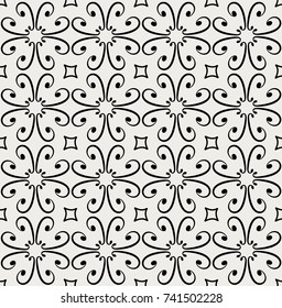 Ornamental geometric tiles seamless vector pattern. Abstract arabesque background.