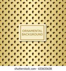 Ornamental geometrical golden background. Template for design