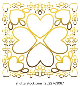 Padrão de flor de ouro ornamental em um fundo branco.