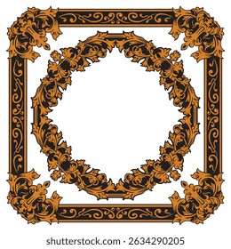 Ornamental Gold Frame with Thin Rectangular Border