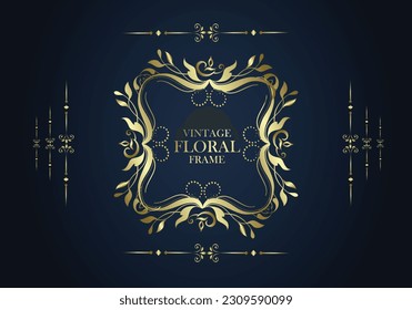 Ornamental golden abstract frame background.. Original vector design..