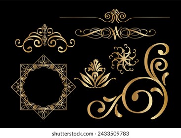 Ornamental Golden Circular Frame collection