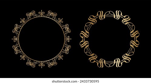 Ornamental Golden Circular Frame Collection