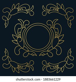 Ornamental golden decorative floral frame background. - Vector.