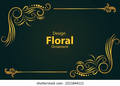 Ornamental golden decorative floral frame background