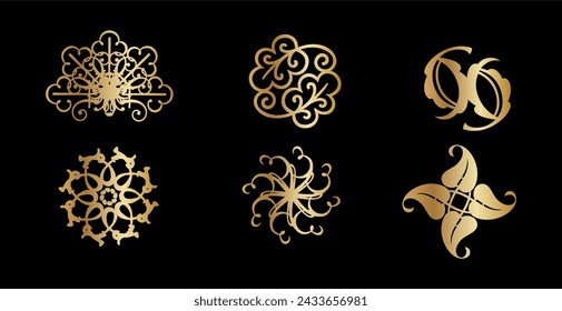 Ornamental Golden Floral Collection art