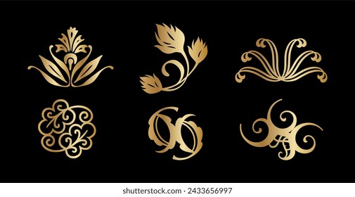 Ornamental Golden Floral Collection art