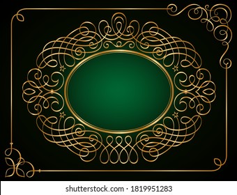 Ilustración del vector de caligrafía del marco dorado ornamental. Archivo Eps 10 sin transparencias. Todos los elementos están separados y se pueden editar por completo. bien construido para una edición sencilla.