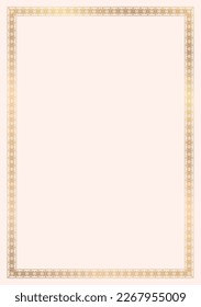 Ornamental golden frame. Vector frame for certificate, letterhead, wedding invitation.